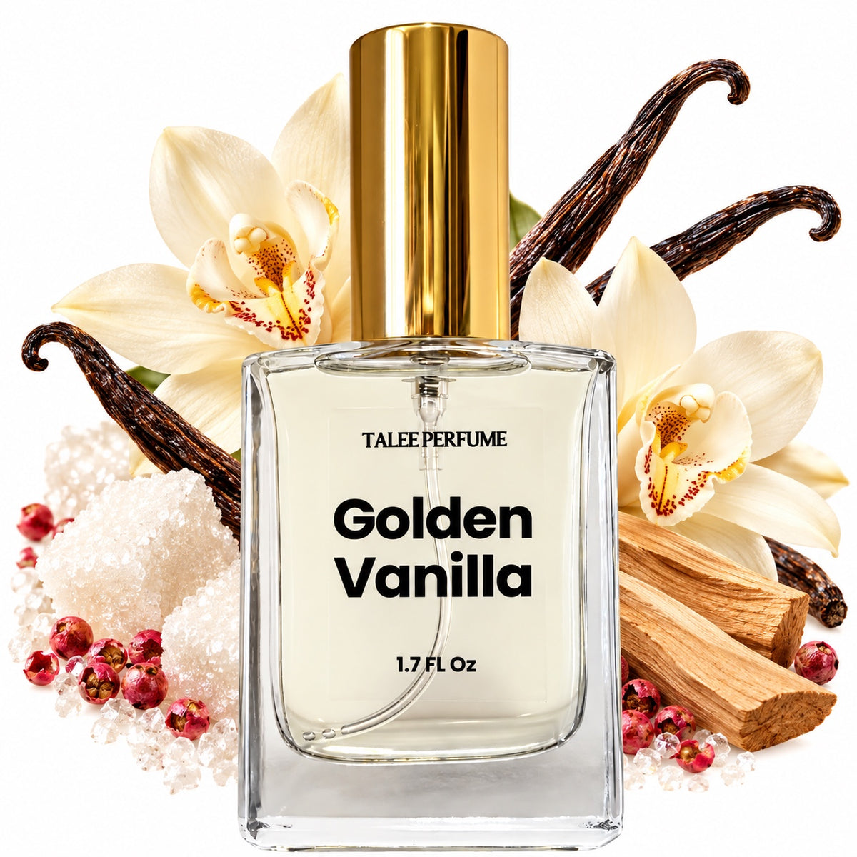 Golden Vanilla perfume with vanilla, sugar, pink pepper and sandalwood